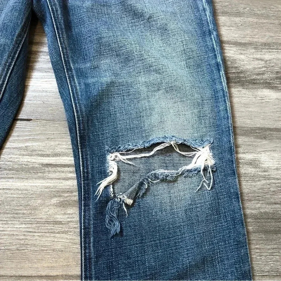 FRAME Women’s Jeans 24 Heritage Le Piper Straight Crop‎ Raw Hem Distressed Boho - Picture 7 of 9